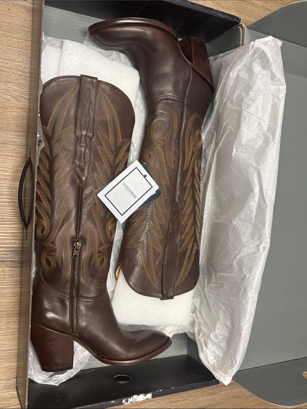 LUCCHESE M5148 Jasmine COW 17" TALL WESTERN Brown Cowboy Boot NEW Rodeo Cowgirl